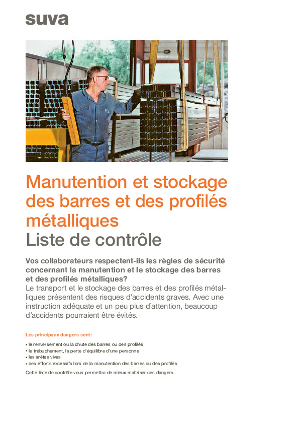 Liste de contrôle: Un stockage sûr des barres et profilés métalliques