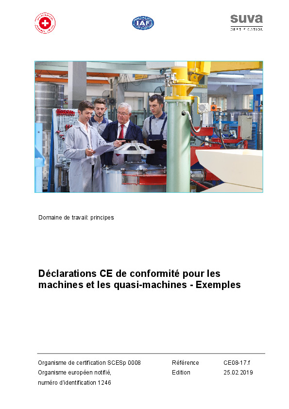 Déclarations CE de conformité pour les machines: exemples