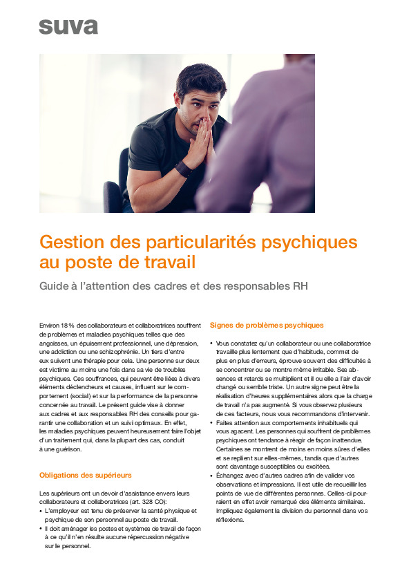 Particularités psychiques au poste de travail