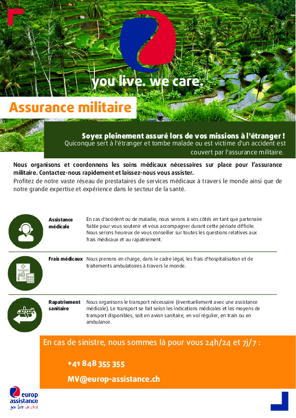 Assurance militaire: maladie ou accident à l’étranger