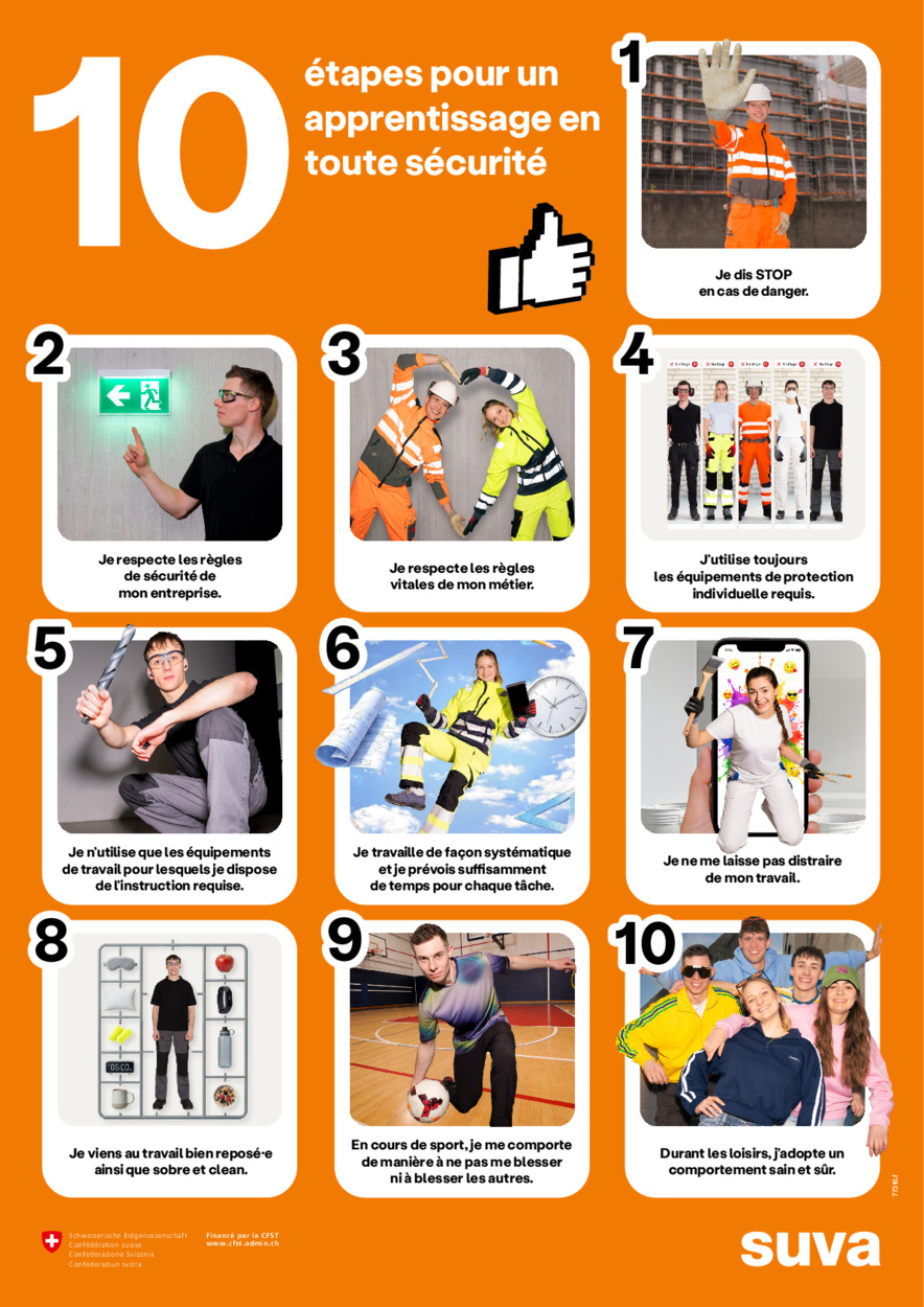 10 étapes pour un apprentissage en toute sécurité Affichette A2