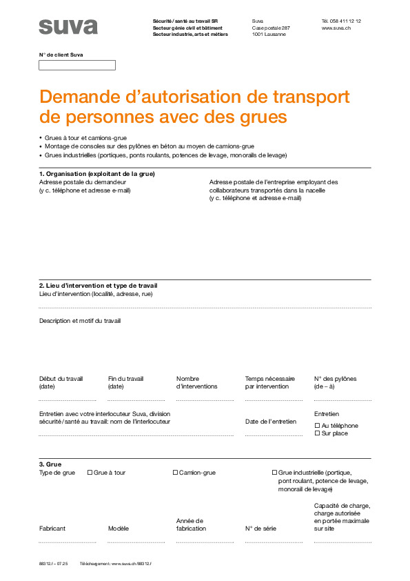 Grue: autorisation de transport de personnes