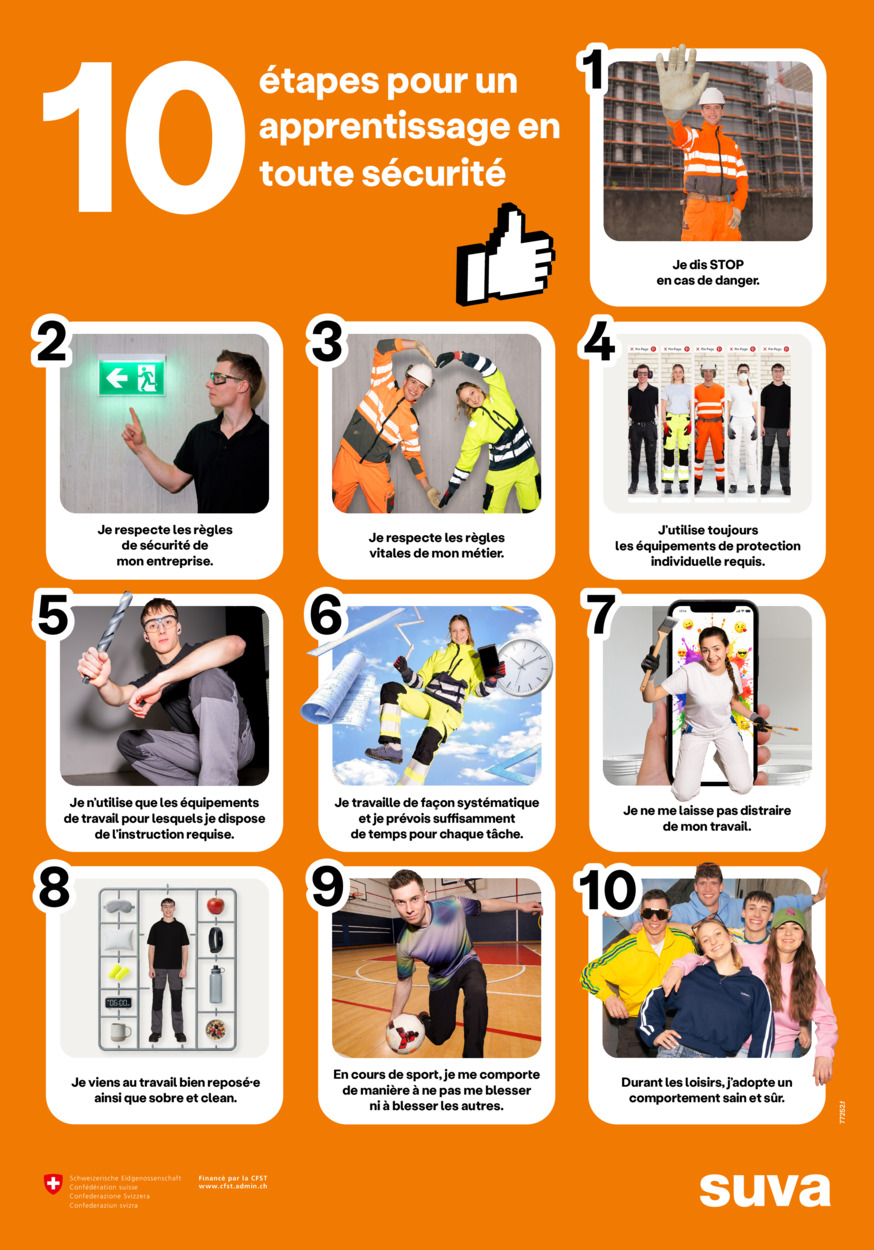 Affiche: 10 étapes pour un apprentissage en toute sécurité