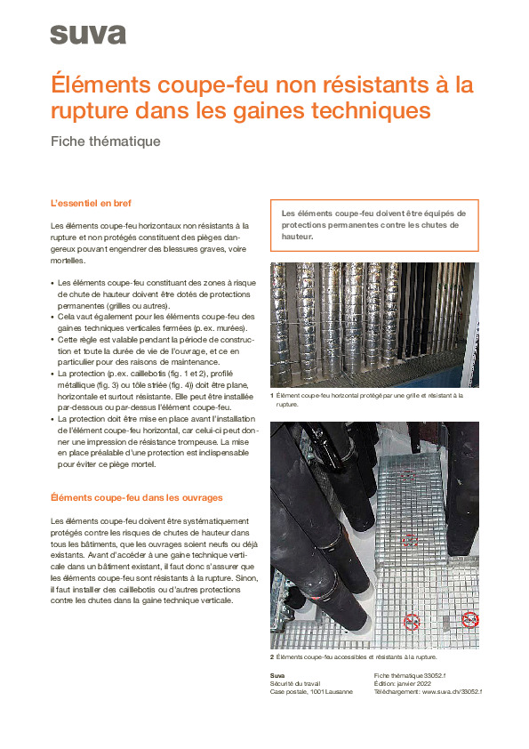 Une importance vitale: protection contre les chutes sur les éléments coupe-feu