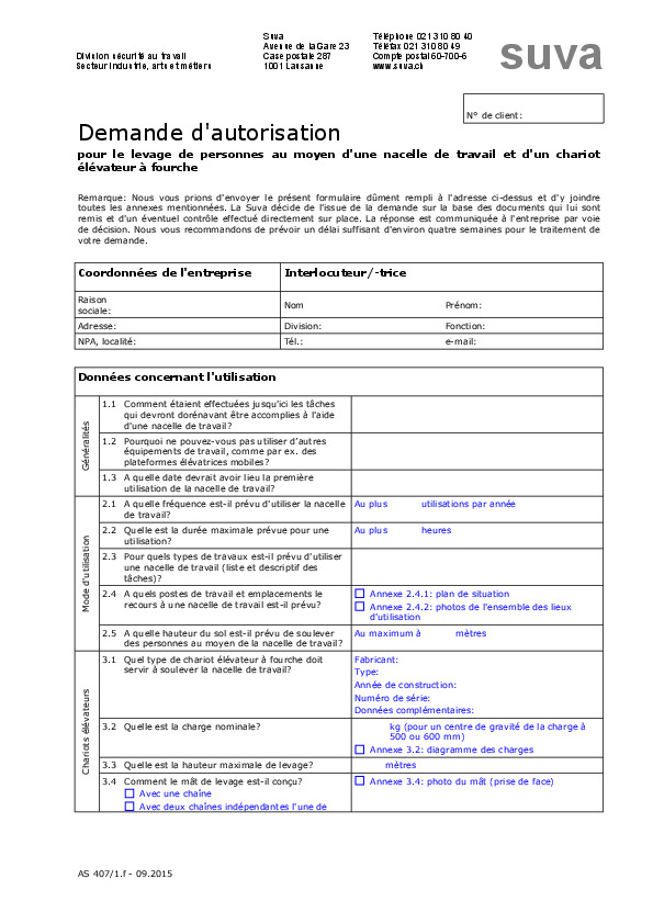 Levage de personnes au moyen d’une nacelle: demande d’autorisation
