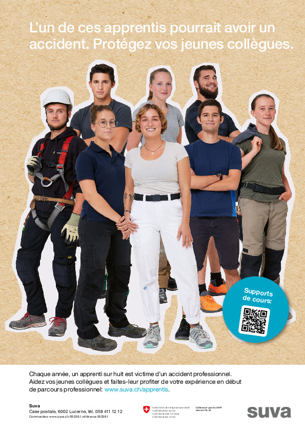 Affiche: Plus de sécurité au travail pour les apprentis