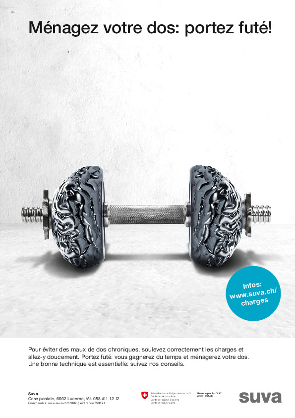 Affiche avec conseils pour soulever et porter correctement des charges