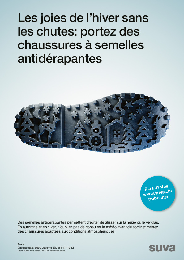 Affiche: En hiver, portez des chaussures antidérapantes