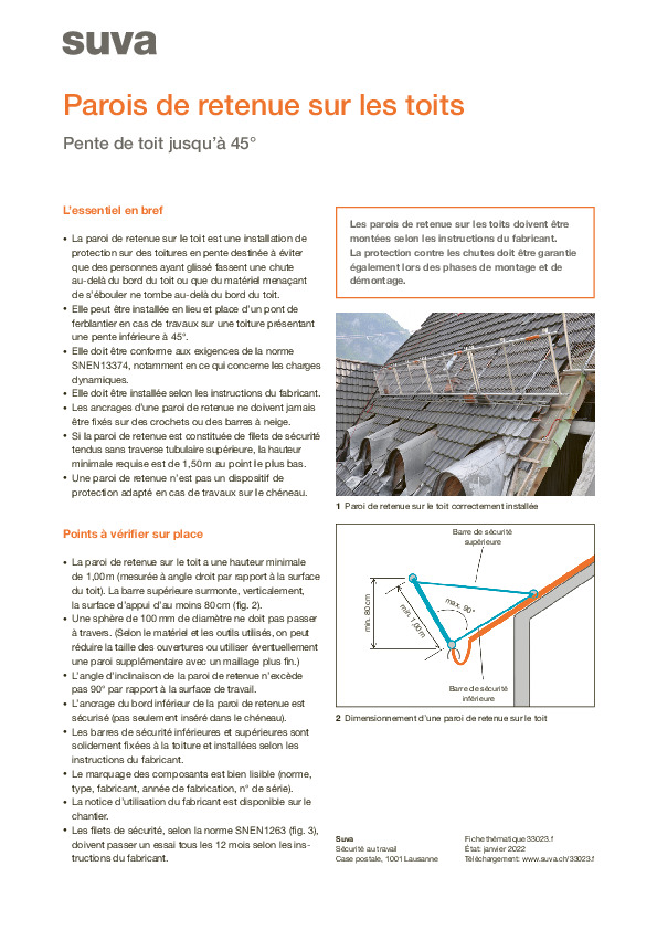 Infos sur le montage d’une paroi de retenue sur le toit