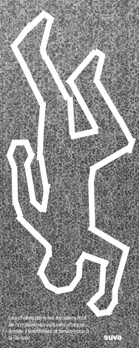 Scène d’accident dans les escaliers (autocollant, dessin blanc)