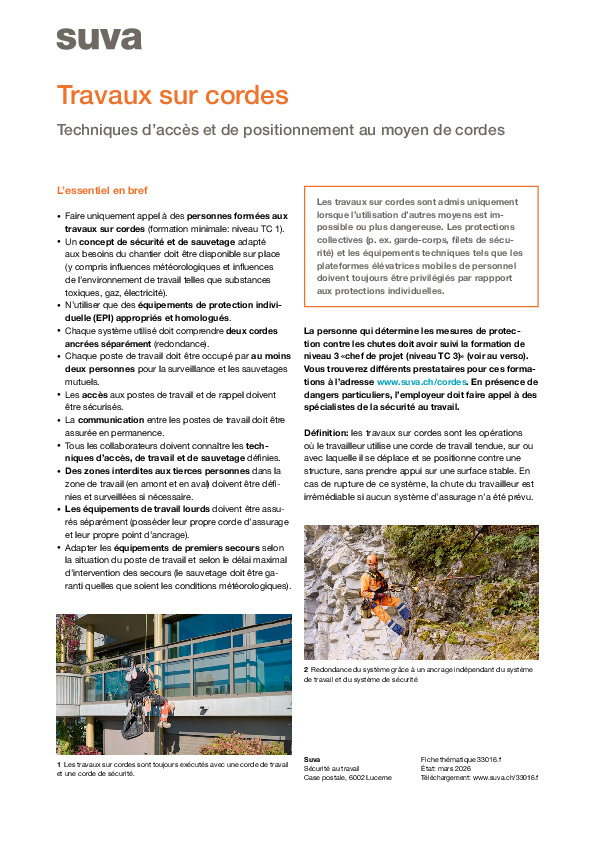 Accès au moyen de cordes et formation de cordistes