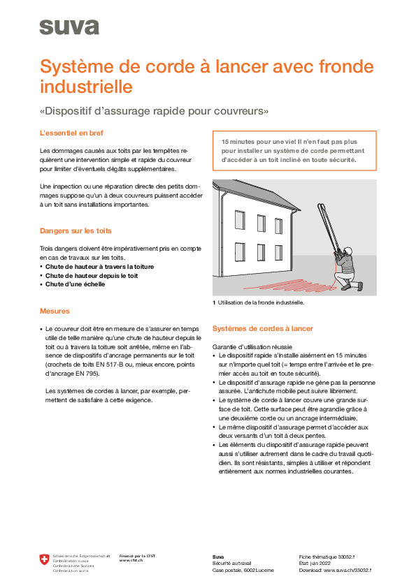 Travaux sur les toits: factsheet sur l’assurage rapide
