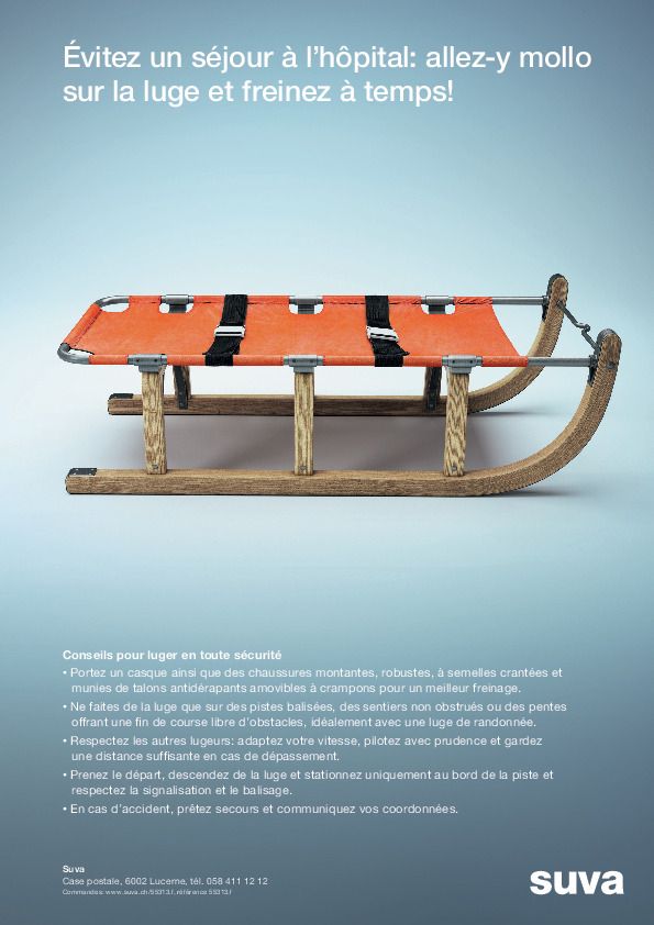 Affiche avec des conseils pour luger en toute sécurité