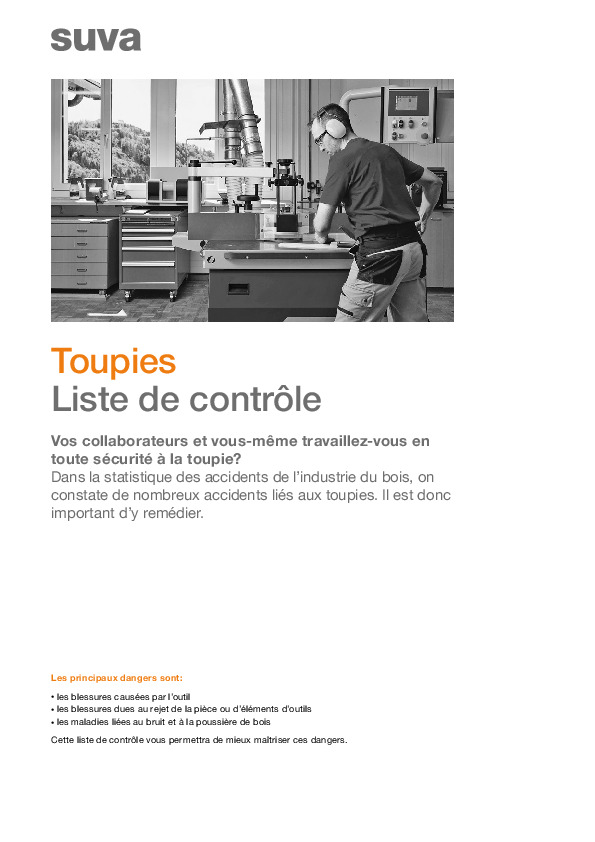 Liste de contrôle Toupies: travailler en toute sécurité