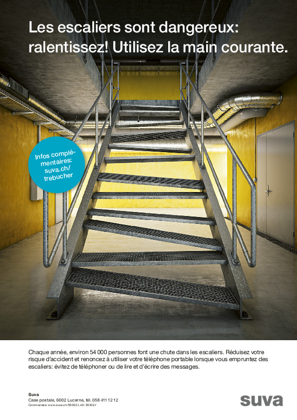 Affiche Attention: escaliers! Éviter les accidents