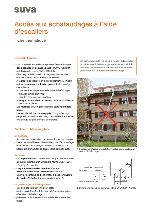Escalier ou échelle? Un accès sûr aux échafaudages