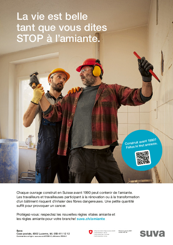 Affiche: En cas de soupçon d’amiante, dites stop