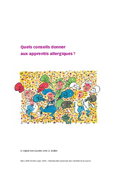 Brochure: Quels conseils donner aux apprentis allergiques?