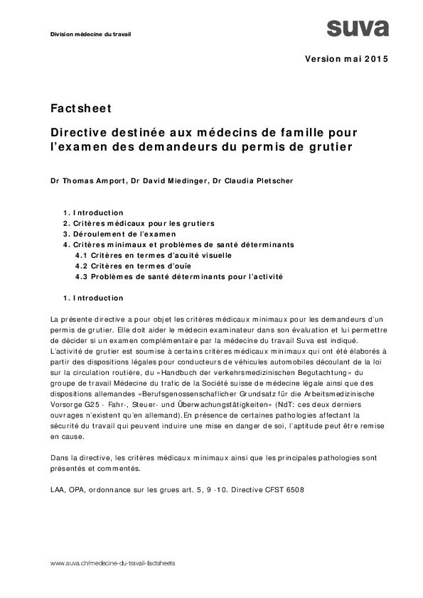 Demande de permis de grutier: guide pour les médecins