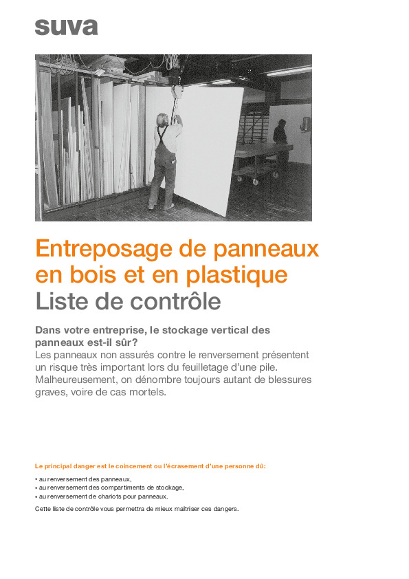 Liste de contrôle: entreposage sûr des panneaux en bois et en plastique