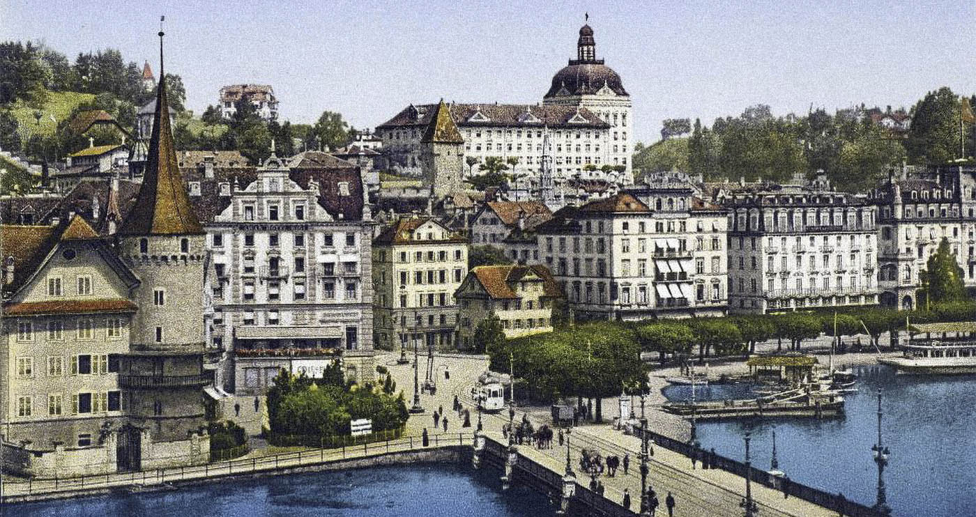 Le siège de la Suva sur une carte postale de 1917