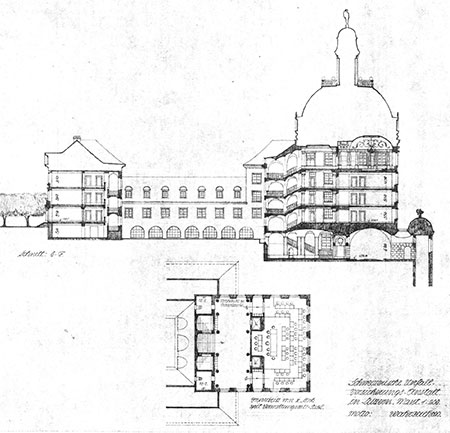 Le projet soumis dans le cadre du concours avec les plans de la salle du Conseil d’administration