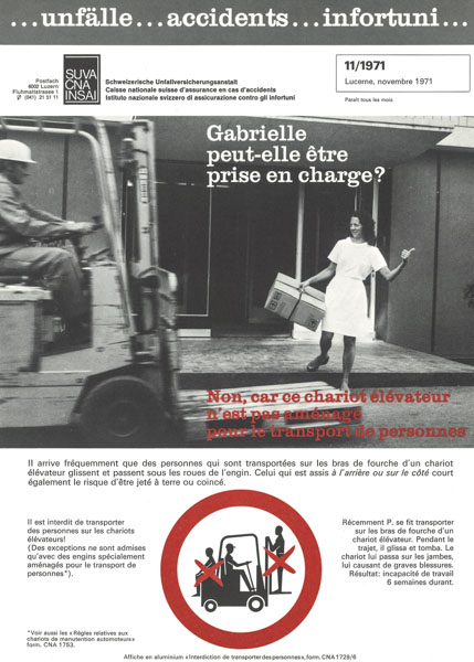 Interdiction de transporter une personne sur un chariot élévateur, 1971
