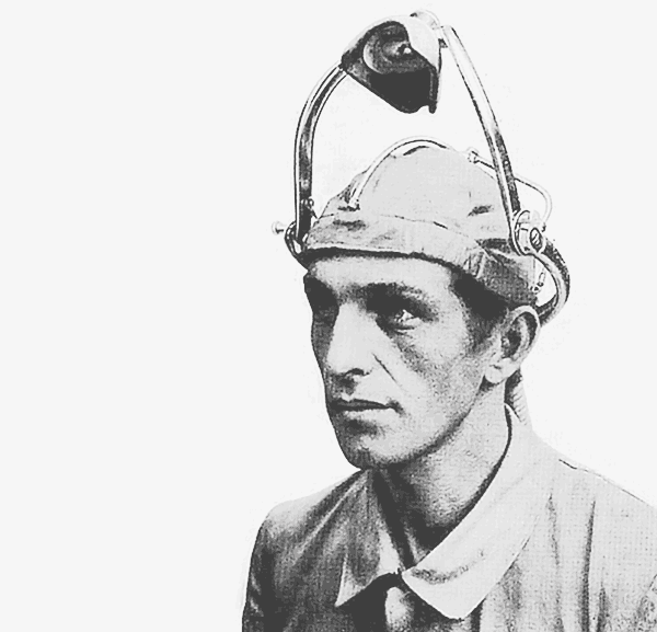 Casque d’air frais avec masque en gomme, 1934