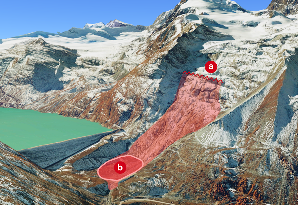 Topographie du glacier de l’Allalin et du chantier de Mattmark